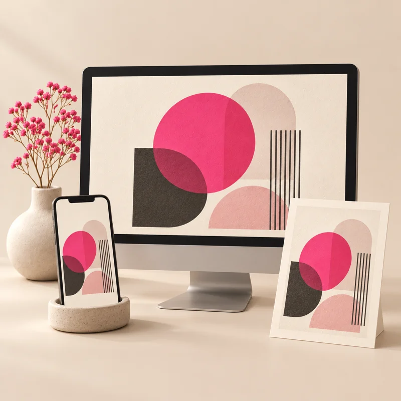 Diseño coherente aplicado a pantalla, móvil y material impreso